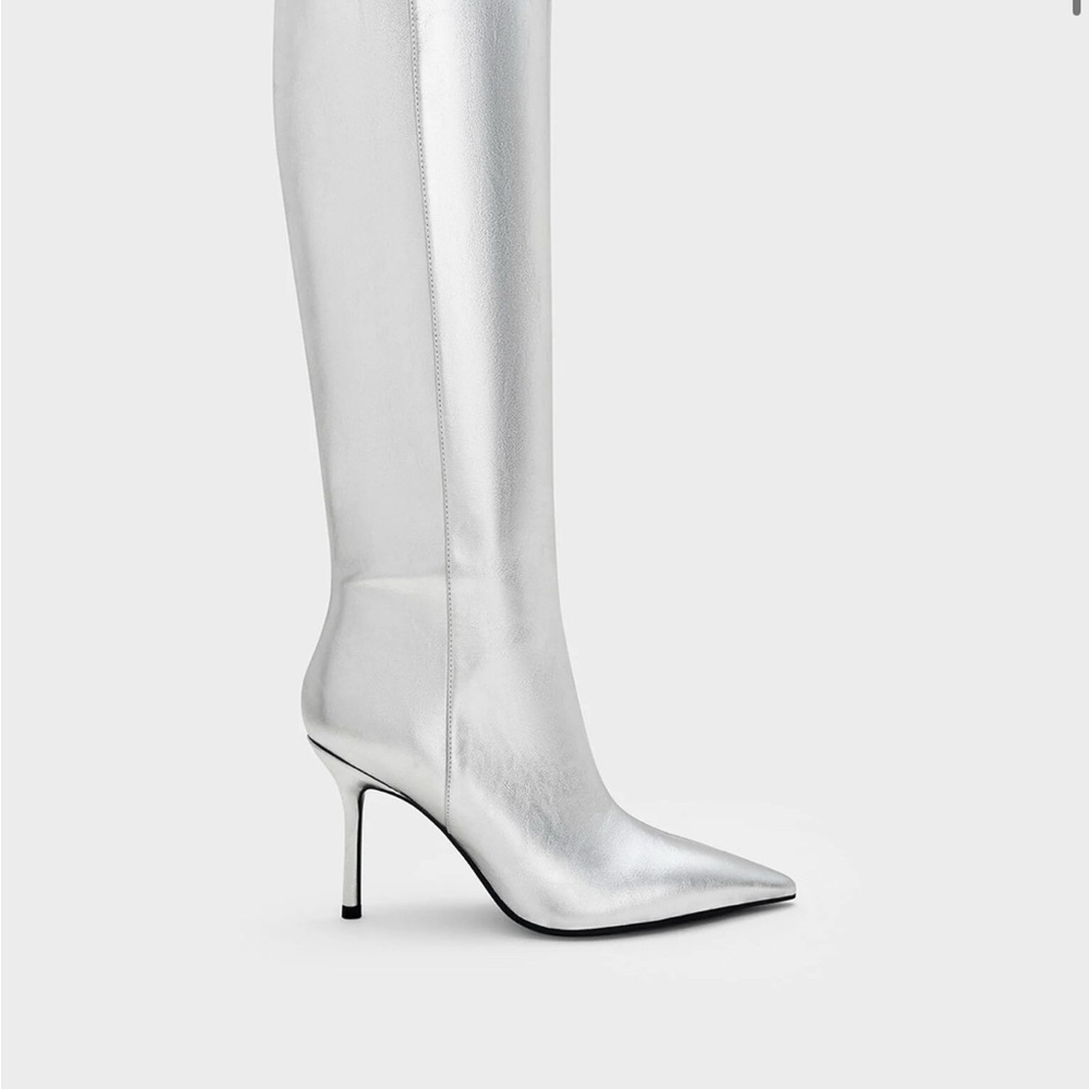 Silver High Heel Boots